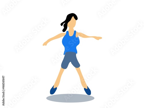 Vector illustration. Woman is engaged in fitness. Healthy lifestyle. Activity. Color image modern
