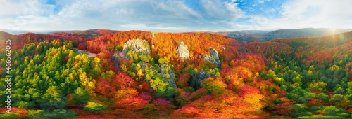 Dovbush Rocks in Bubnishche 360 ° panorama photo