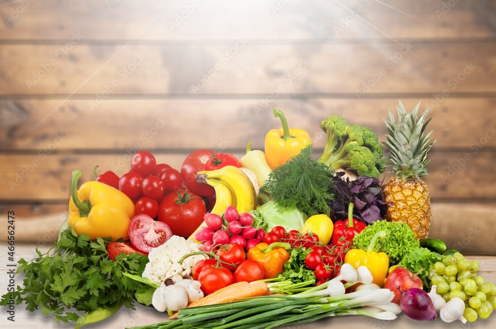 Assorted organic fresh vegetables and fruits Assorted organic fresh vegetables and fruits