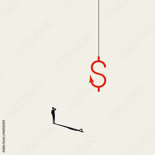 Business money bait, banking vector concept. Symbol of attractive investment, tricky scheme. Minimal illustration