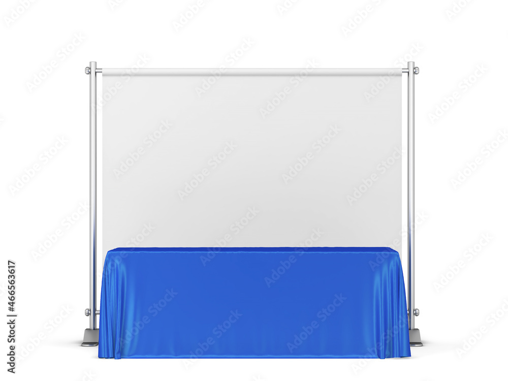 Blank tradeshow tablecloth with backdrop banner mockup Blank tradeshow tablecloth with backdrop banner mockup