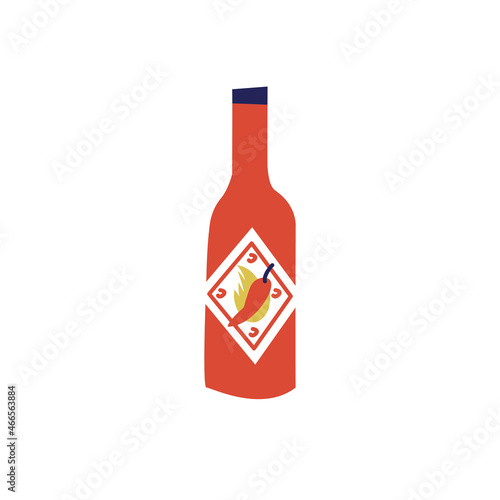 Vector illustration chilli sauce with red peppers isolated on a white background.