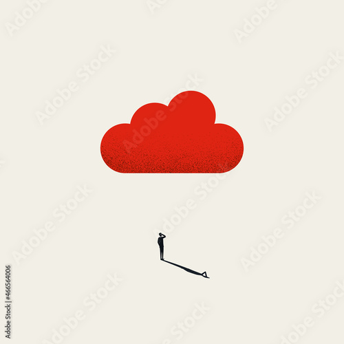 Business worry and anxiety vector concept. Symbol of trouble, risk, stress, being under pressure. Minimal illustration