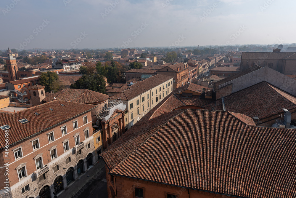 Panoramic view of Ferrara from the Este castle