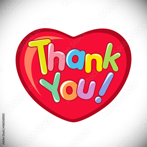 Thank you! phrase, lovely web icon. Abstract isolated graphic design template. Beautiful greeting card of Thanks with red heart and 3D art style inscription Thank You. Internet banner creative concept