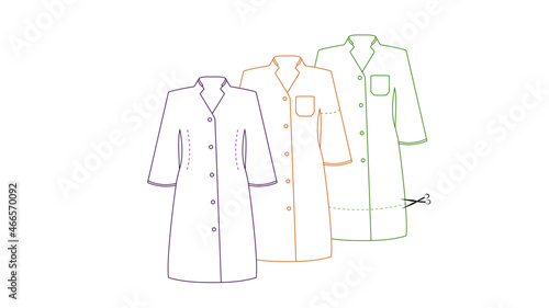 Sewing medical coats. Corporate uniform for doctors.