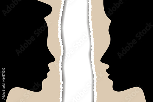 Divorce Concept, Divorced Couple Metaphor, Relationship Breakup