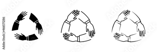 Teamwork Hands in Working Group, Business Partnership Icon
