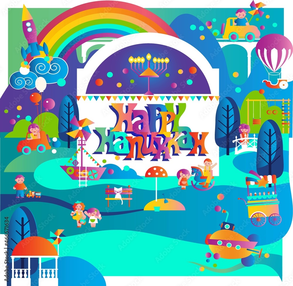Happy Hanukkah Typography design banner Happy Hanukkah Typography design banner