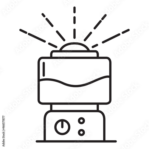 Humidifier distributes steam.Outline vector illustration.Isolated on white background.