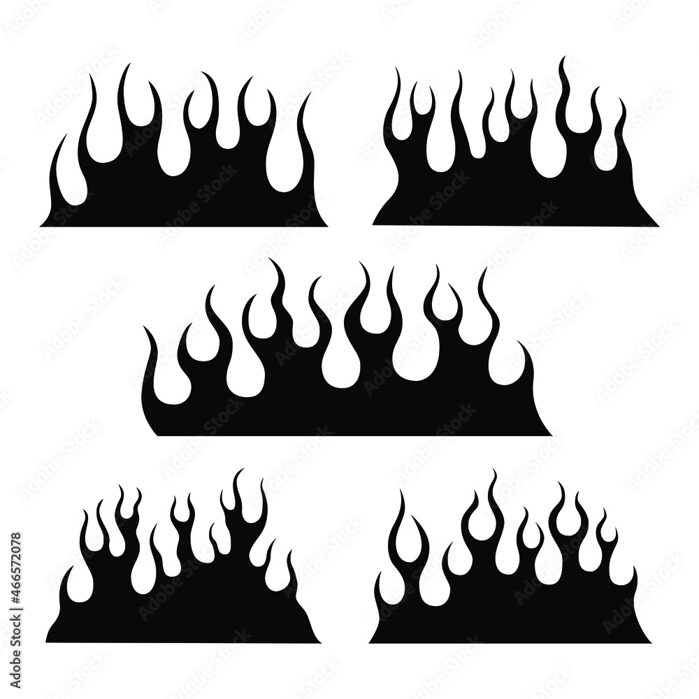 Fire flames isolated on white background. Tribal tattoo design. Fire flames isolated on white background. Tribal tattoo design.