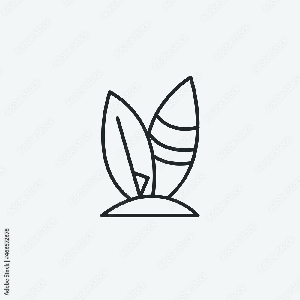 Surfboard vector icon illustration sign Surfboard vector icon illustration sign
