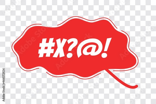 Comic speech bubble with swear words symbols Vector bad speech language icon illustration Black talk bubble with censored text isolated on white background Design element for hate banner, poster, meme
