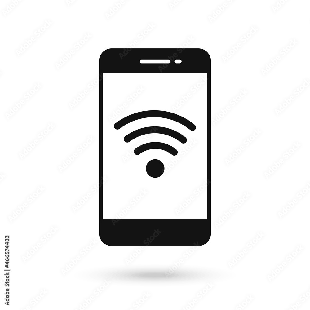 Mobile phone flat design with wireless signal icon. Mobile phone flat design with wireless signal icon.