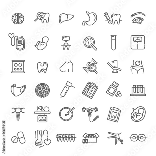 Line medicine concepts, vector line Icons set