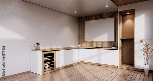 Kitchen room japanese style.3D rendering