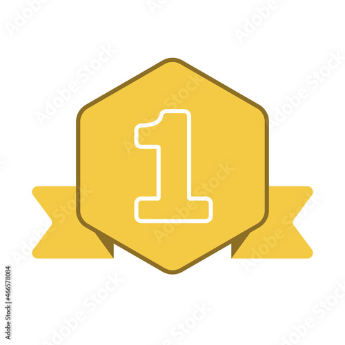 Number One, Leader or Winner symbol. Isolated, flat vector icon, web UI element.