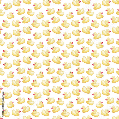 Fotografie Watercolor seamless pattern with colorful rubber duck toys