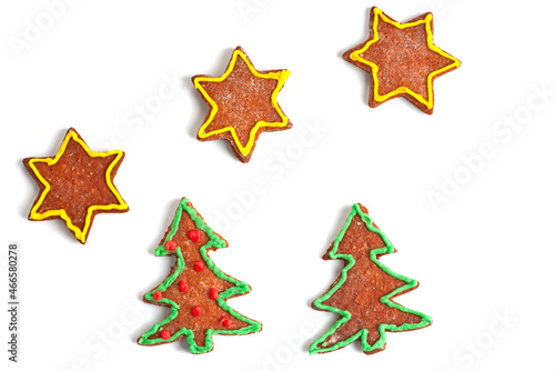  biscuits star and tree on white background