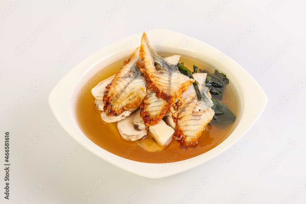 Japanese traditional miso soup with eel Japanese traditional miso soup with eel