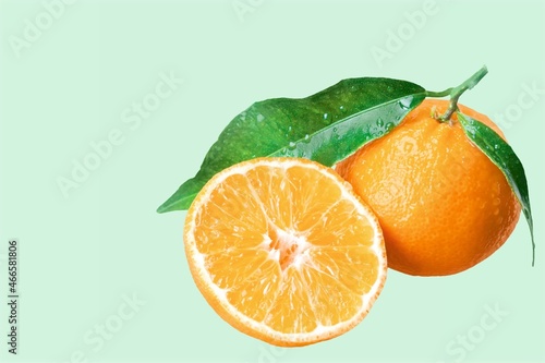 Fototapeta Naklejka Na Ścianę i Meble -  Tasty sweet Orange citrus fruit with a slice.