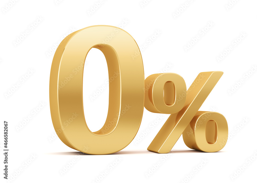 3d render illustration. Golden zero percent on a white background. Illustration for business ideas. 3d render illustration. Golden zero percent on a white background. Illustration for business ideas.
