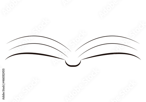 Icono negro de libro abierto en fondo blanco.
