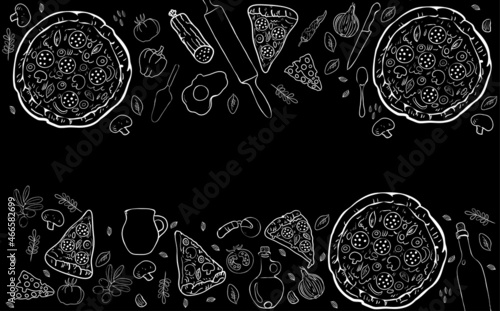 Background with Pizza and empty spase for text.