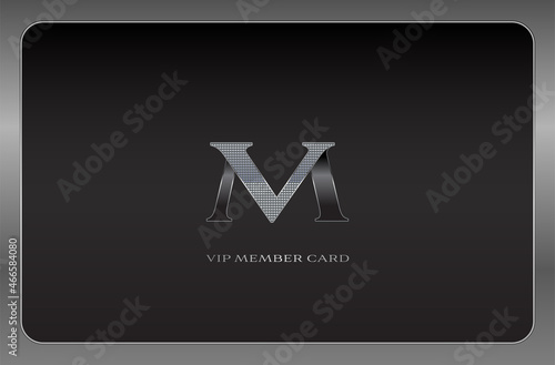Platinum membership vip card template with monogram on dark background. For luxury clubs, boutiques, salons, casinos and other premium establishments. Vector, can be used for web and print.