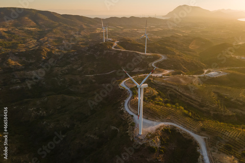 Renewable wind power farm, environmental protection innovation ecosystem electricity generator wind turbines with carbon neutral photo