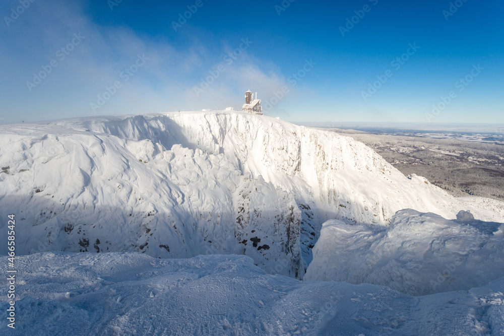 sniezne kotly valley in Giant mountains during winter in Poland