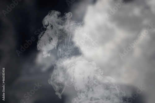 Beautiful white smoke in the dark room