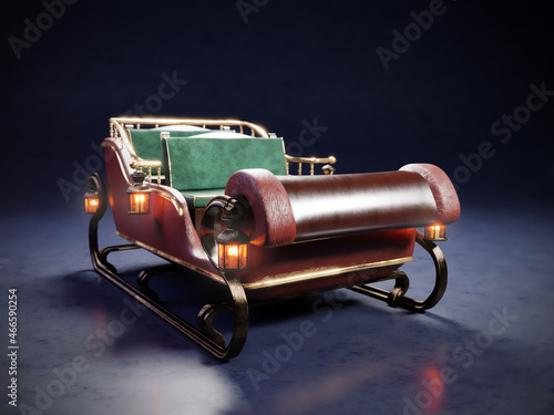 Santa Clause sleigh with lit lanterns