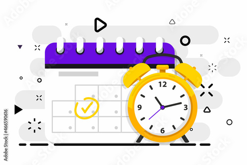 Time management. Calendar and clock as concept for effective time planning for greater productivity. Efficient workday. Workflow organization. Deadline respect, multitasking. Effective time management