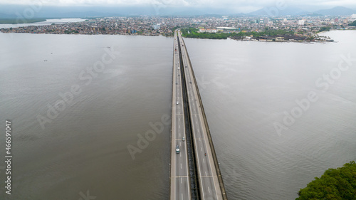 Ponte do Mar Pequeno in Praia Grande São Paulo, Brazil. aerial view of the bridge © Pedro