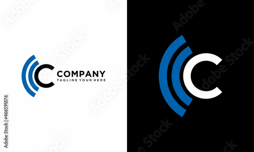 letter c wifi area signal logo concept vector template on a black and white background.
