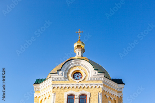 Ukraine, Kyiv - May 7, 2019: Christian church with golden domes