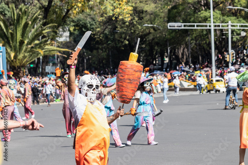 Day of the Dead parade at Mexico City at october the 31 of 2021