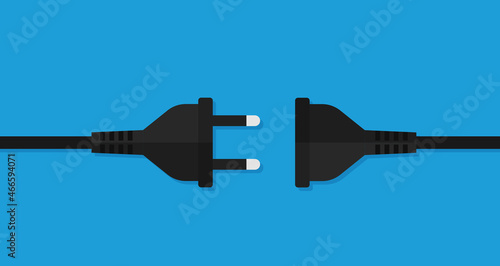 Electrical outlet and plugs in flat style icon. Vector illustration