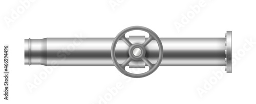 Plumbing pipe with valve, pipeline part of water supply and drain system of construction industry