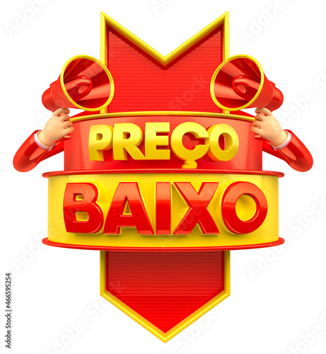 Banner template design for marketing campaign in Brazil. The phrase Baixou Geral means Low general. 3d render illustration.