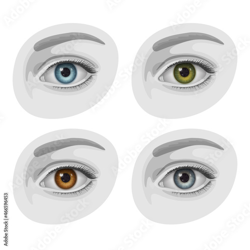 Beautiful woman eyes with irises of blue, green, brown and gray colors