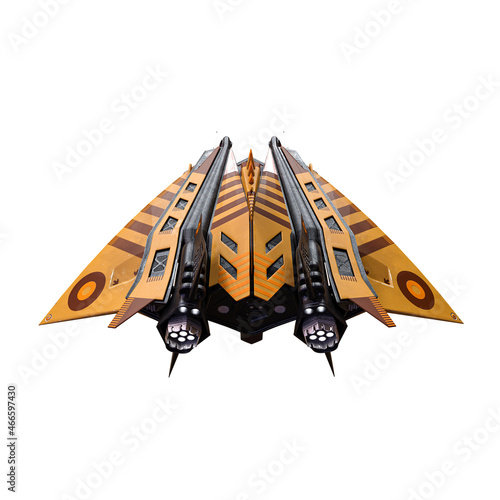 Murais de parede Spaceship exterior on an isolated white background, 3D illustration, 3D renderin