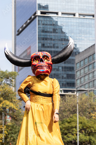 Day of the Dead parade at Mexico City at october the 31 of 2021