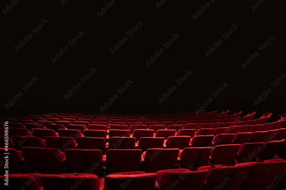Fototapeta premium theater seats and stage with black isolated stage