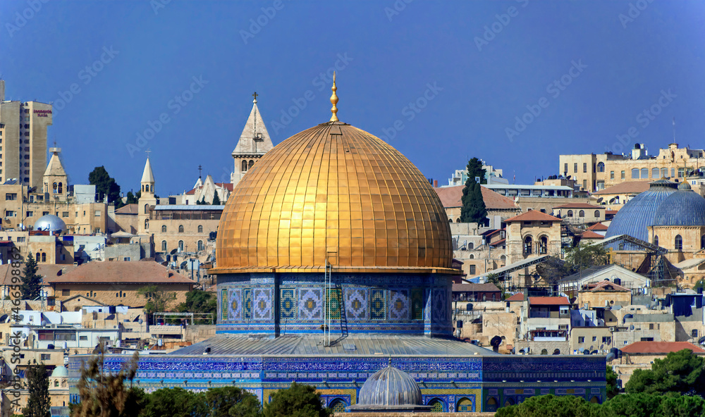 Obraz premium The Dome on The Rock at Jerusalem in Israel.