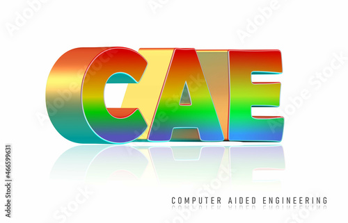 3D rendering of colorful text of CAE , Computer aided engineering concept photo