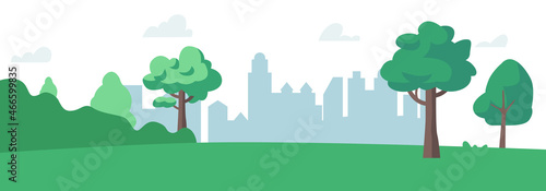 City Park, Urban Garden Summer or Spring Time Scenery Landscape, Cityscape Background, Empty Public Place for Recreation