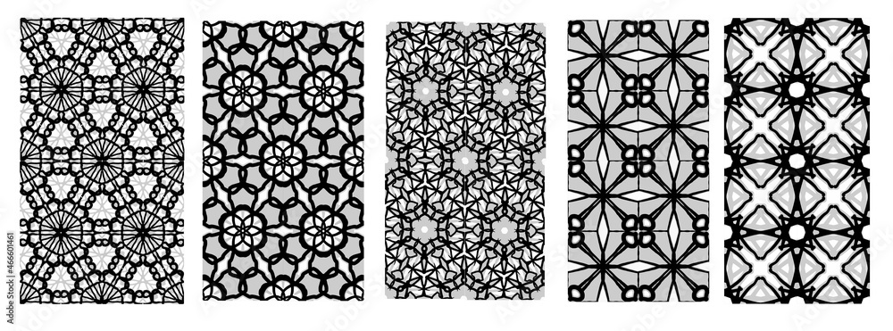 5 seamless pattern ,  black and white seamless pattern , Abstract ethnic geometric pattern design seamless for background