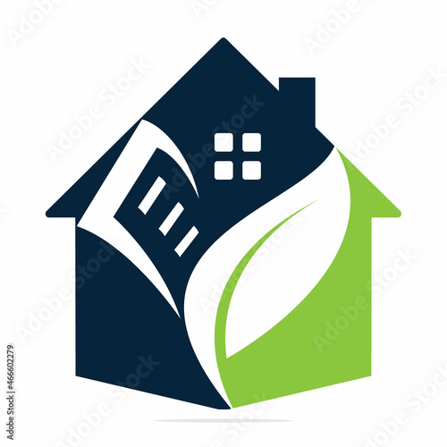 Home education logo concept design. Book leaf and home combination idea. photo